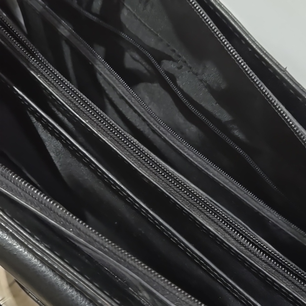 NWT Retro Mancini Elegant/Chic  Black Leather Briefcase - Picture 5 of 12